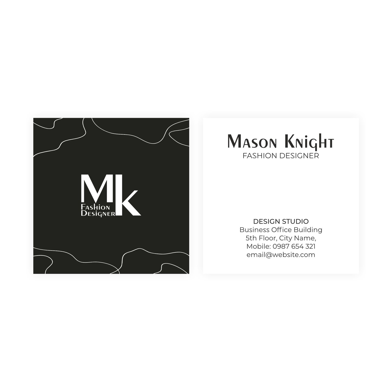 Luxury Fashion Designer Business Card Template with Modern Black and White Design
